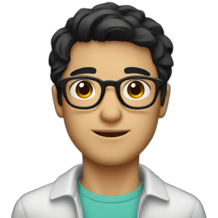 cute italian guy with black hair and glasses emoji