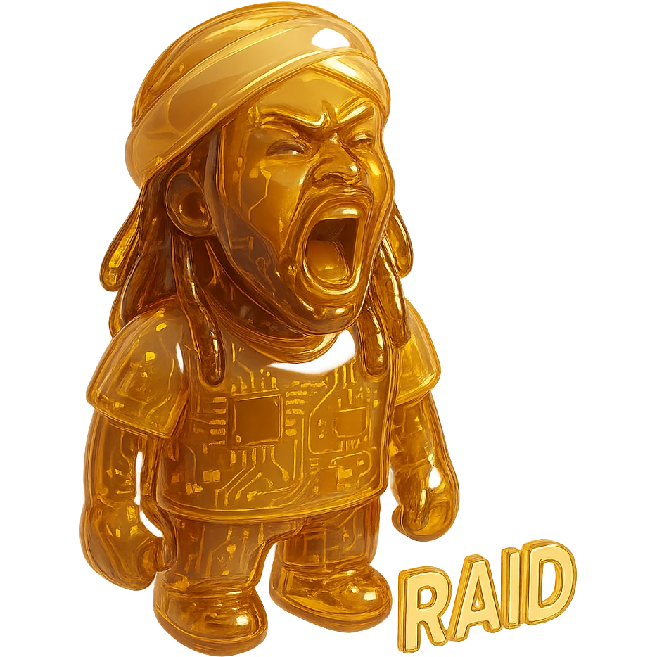 Brownskin man with long brown dreadlocks 
white  t-shirt 
White turban 
expression is yelling 
Add the word RAID  emoji
