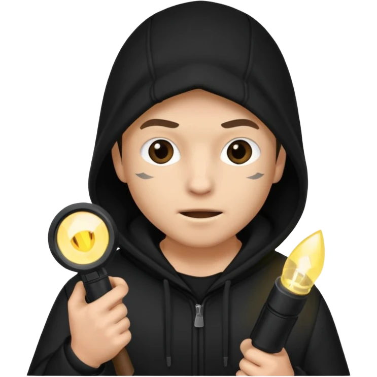 Thief with black hood and flashlight emoji