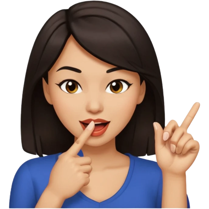 black slighty browin hair light brown skin woman, flirtatious gesture, biting her finger and winking emoji emoji