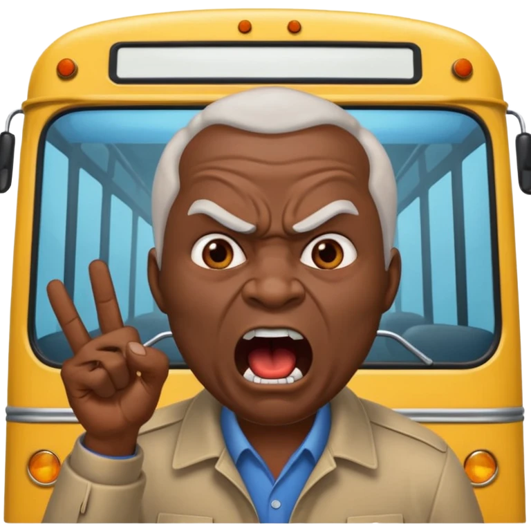 african uncle telling somone to get off the bus let him be angry. emoji