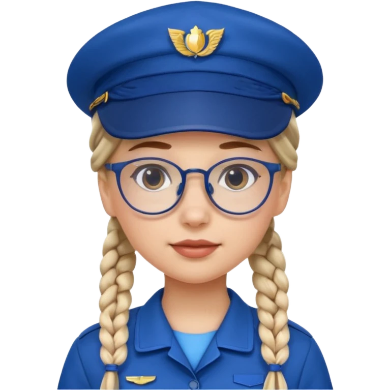 blue uniform wearing scout kid with braids and glassess with blue hat emoji