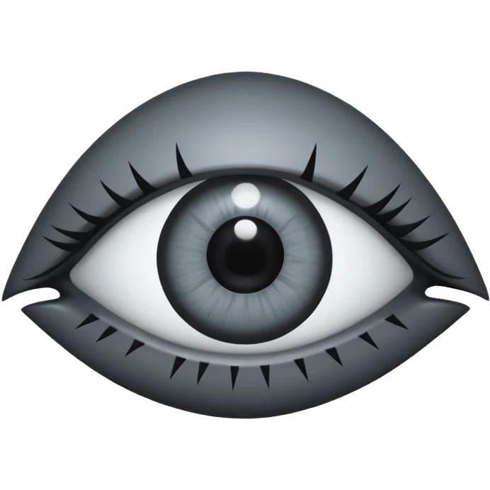 Minimal emoji, gothic futuristic eye, cold grey sclera, pupil replaced by a solid black number 8, occult cyber aesthetic, sharp clean lines, flat emoji design, centered, transparent background emoji