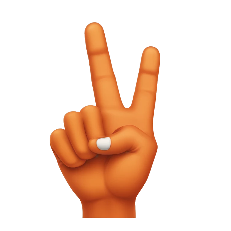 Hook’em horns hand sign Texas longhorns orange index finger and pinky raised in shape of the letter U emoji