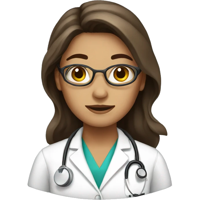 Female brown long hair Doctor emoji
