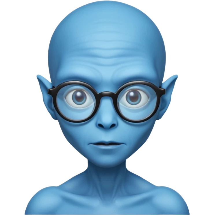 blue alien with glasses emoji