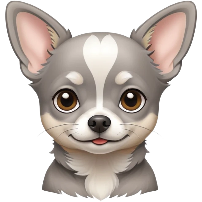 Grey Chihuahua with white stripe on head  emoji