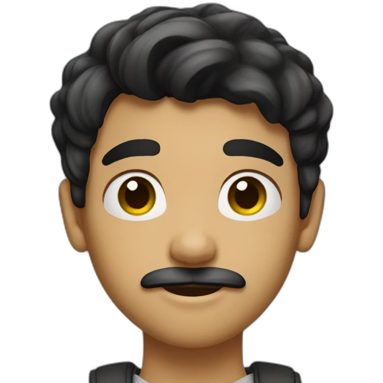 Teenboy with medium Short black hair and mustache emoji