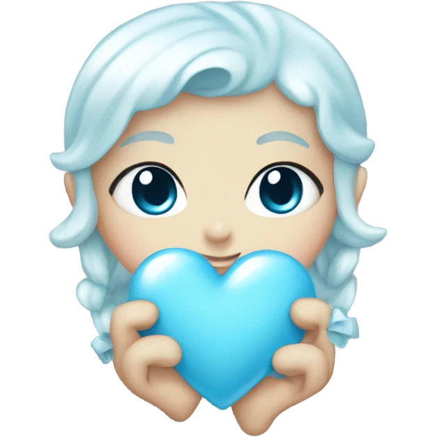 Baby blue heart with white bow emoji