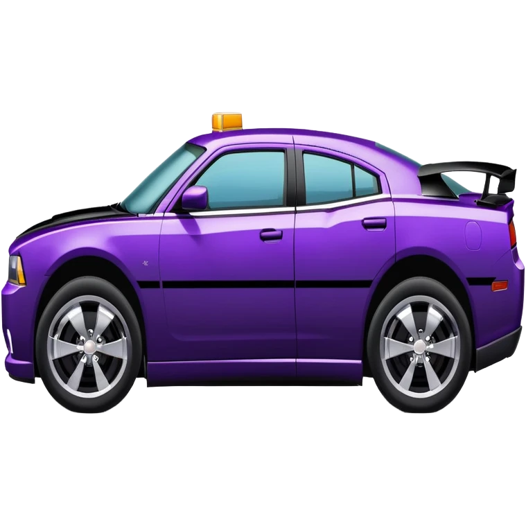Side view of a dark purple Chevy charger with black stripes across the top  emoji