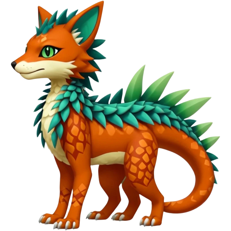 Kawaii cute reddish orangish greenish exotic tribal beautiful pretty elegant divine edgy feline-vernid-sergal-Fakémon-Pokémon-Digimon-fursona-animal-creature with accessories, jewelries, full body, with intricate detailed markings, furs, fins, scales, spiny emoji