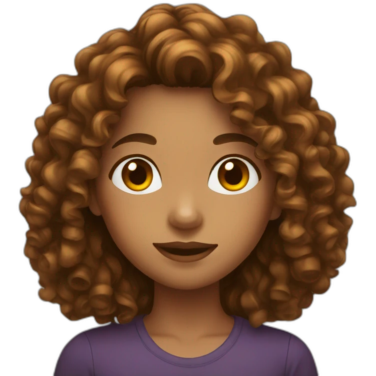 Long Brown Curly Hair Girl emoji