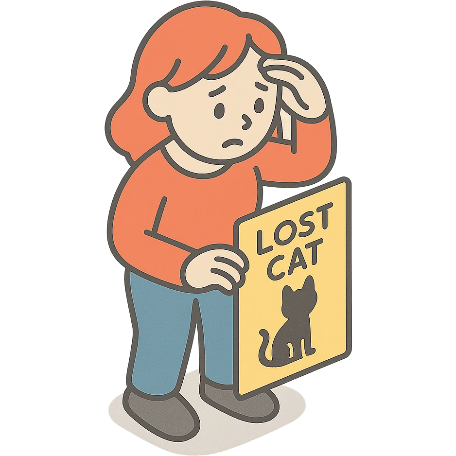 женщина ищет кошку которая пропала emoji