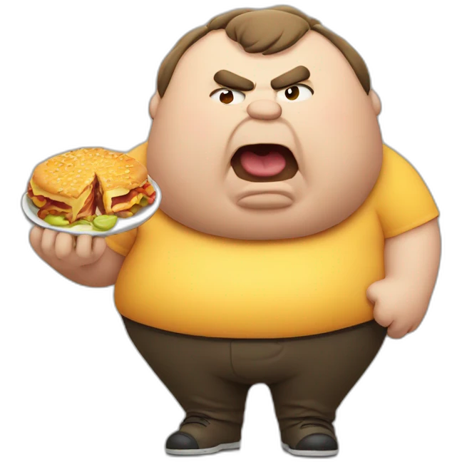 fat angry man eating food emoji