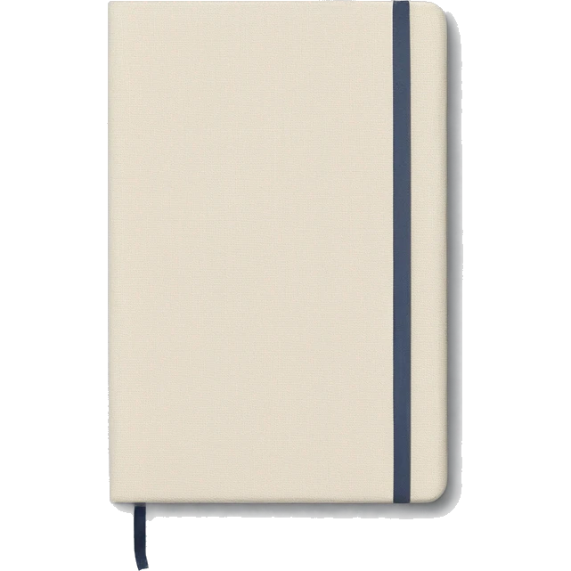 Cream Linen cover notebook with a elegant small text emoji