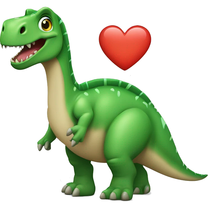 Un dinosaure avec un coeur vert dans les pattes emoji