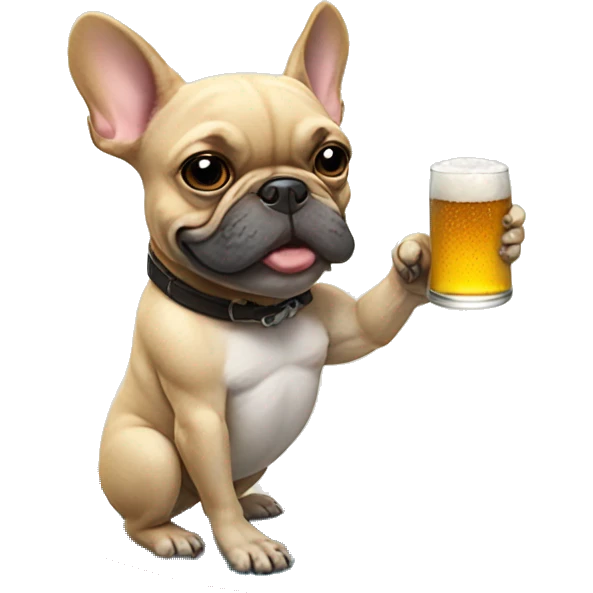 French bulldog riding a surf board with a beer in hand  emoji