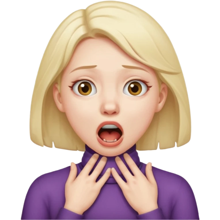 girl with two hands on her neck choking with mouth open and eyes crazy emoji