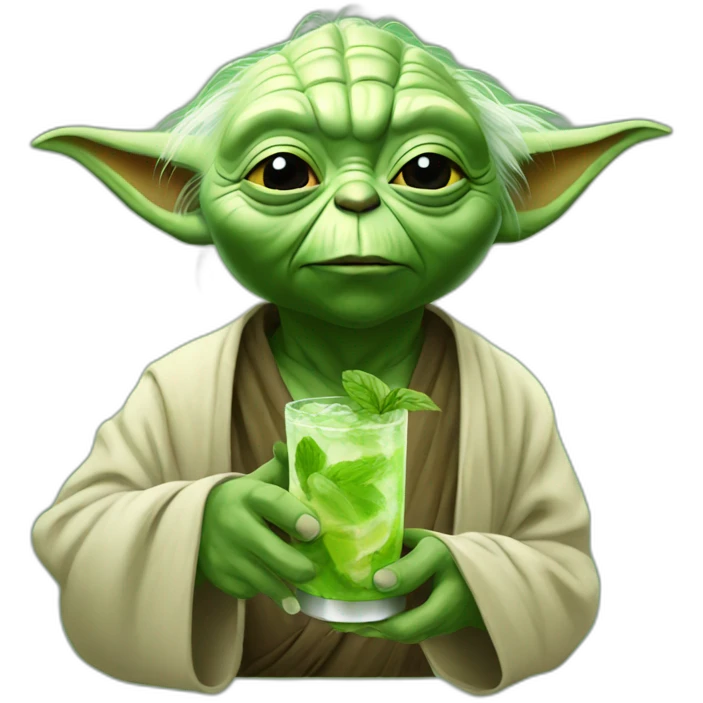Yoda drinking mojito emoji
