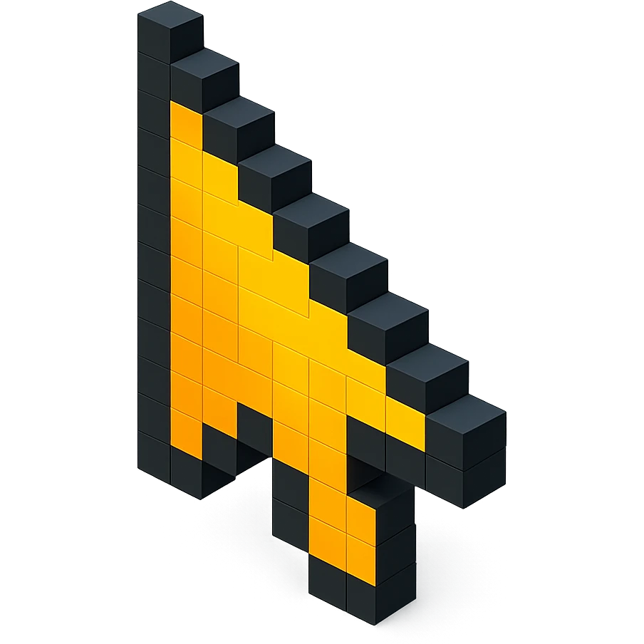 voxel style computer cursor, 3D blocky look emoji