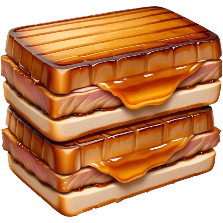 Cinematic tender pork belly, slow-roasted to perfection, crispy caramelized edges, glistening with juices, sliced into thick, rich layers, warm golden tones, luxurious and indulgent. emoji