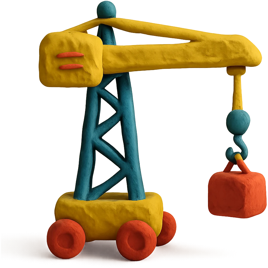 claymation style grue de construction emoji
