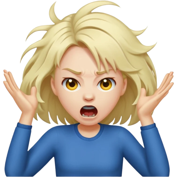 Girl ripping hair out yelling emoji