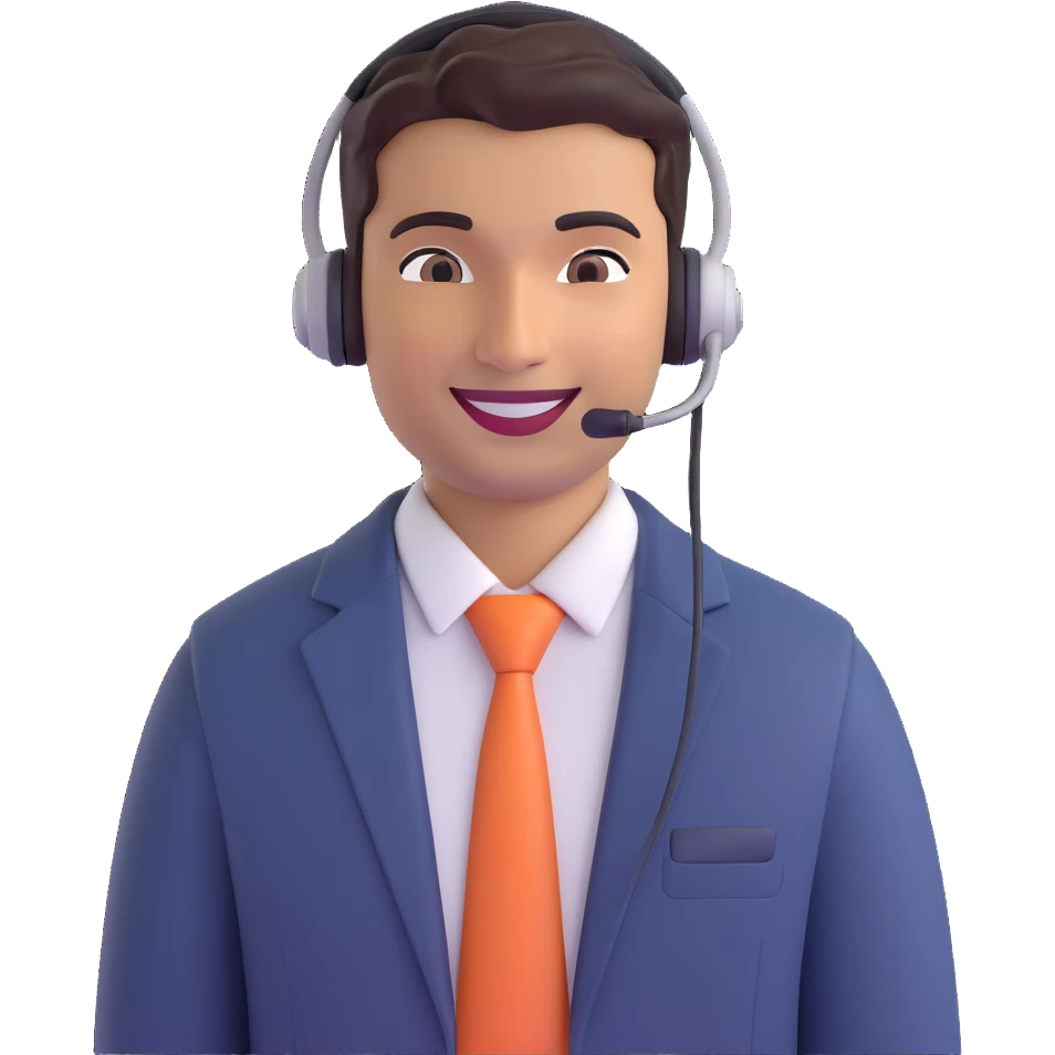 male Indian customer service representative, smiling, headset, approachable and helpful demeanor, business casual clothing emoji