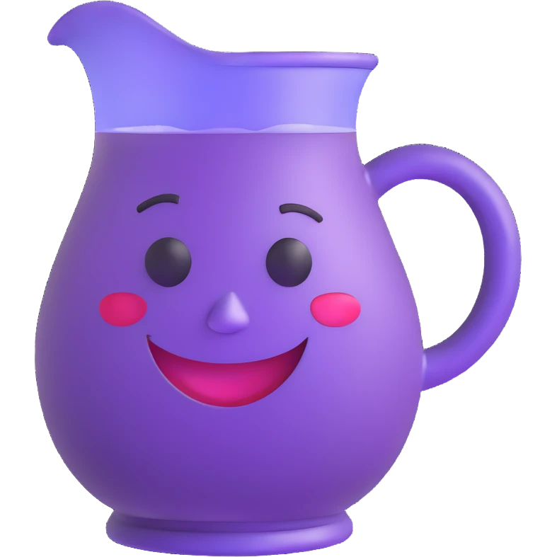 grape koolaid pitcher with smiling face emoji