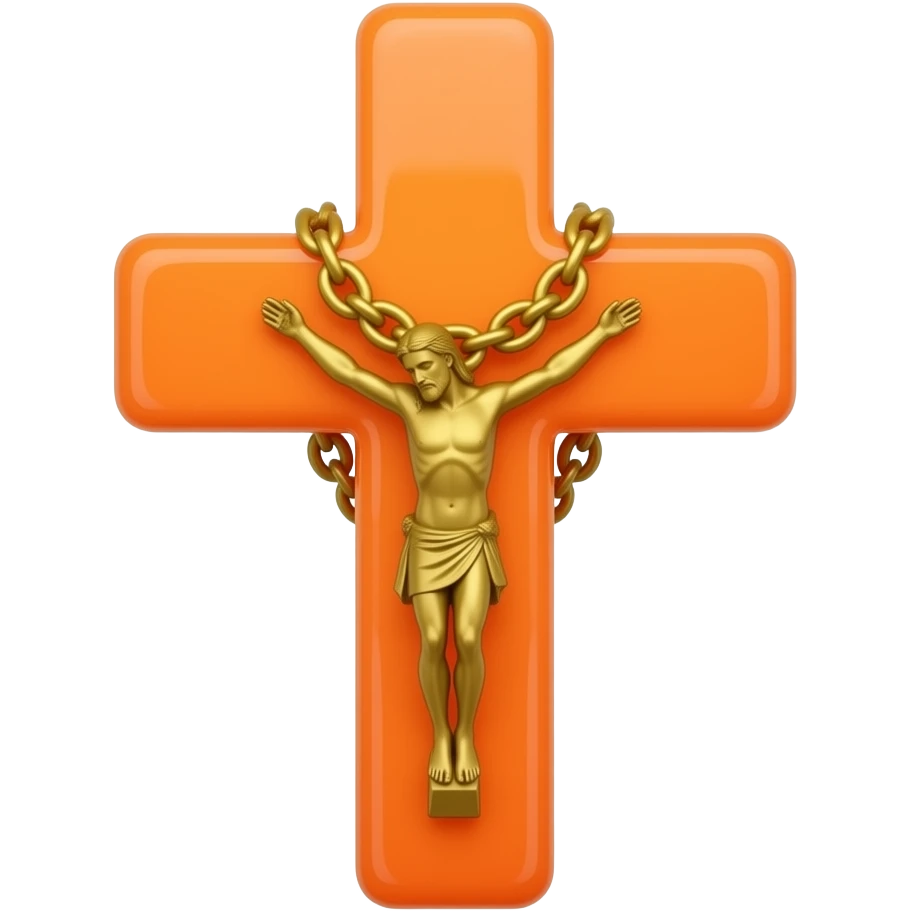 cruz sagrada Bright Orange SPECN-AL1-BRI neon brilhante com rosário Bright Orange SPECN-AL1-BRI neon  brilhante sem pessoa pendurada emoji