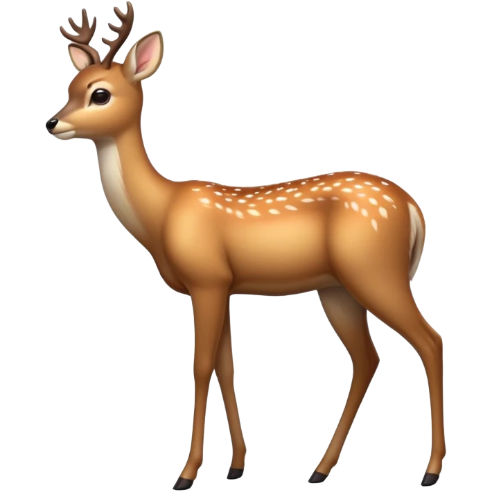 cinematic-[deer]-realistic-full-body-standing on all fours-emoji,-tail-tucked-close,-head-tilted-dramatically,-sleek-[fawn]-fur,-simplified-yet-realistic-focused-features,-highly-detailed,-glowing-with-an-almost-sarcastic-glow emoji