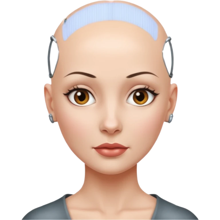 정말 예쁜 미인인데 대머리인 근데 머리 부분만 철로 되어있는 emoji