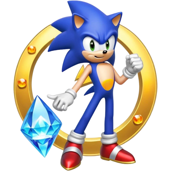 I want Sonic the hedgehog with chaos emeralds with the aura transformation ssj emoji