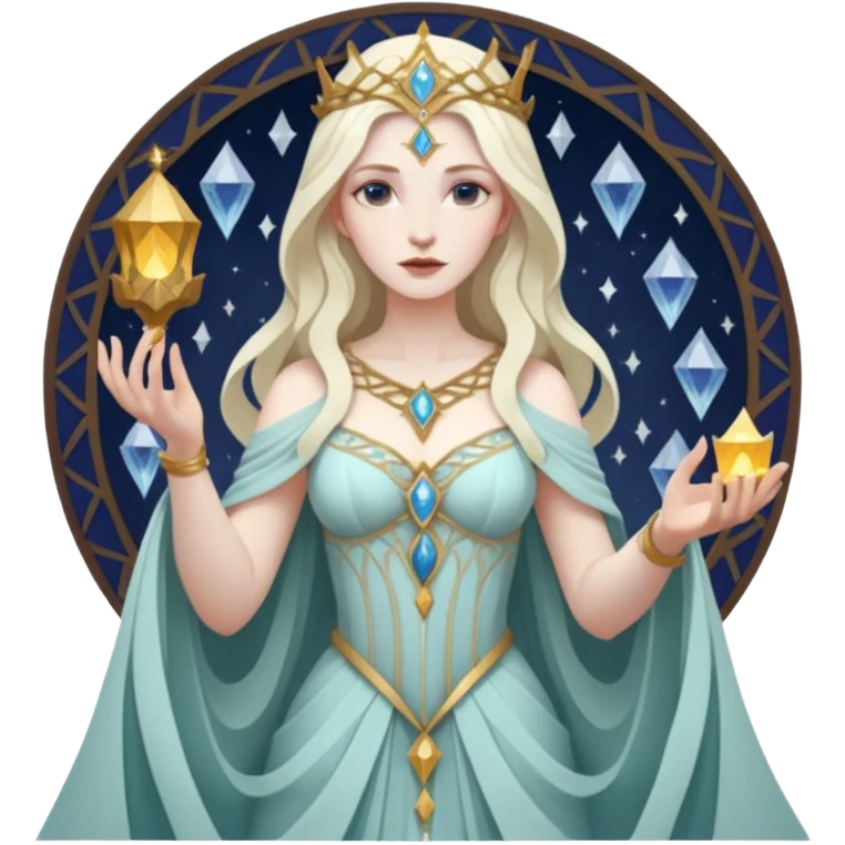 fantasy magic tarot card low poly goddess emoji