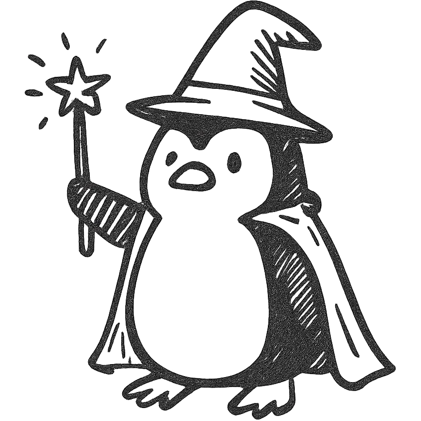 A penguin wizard emoji