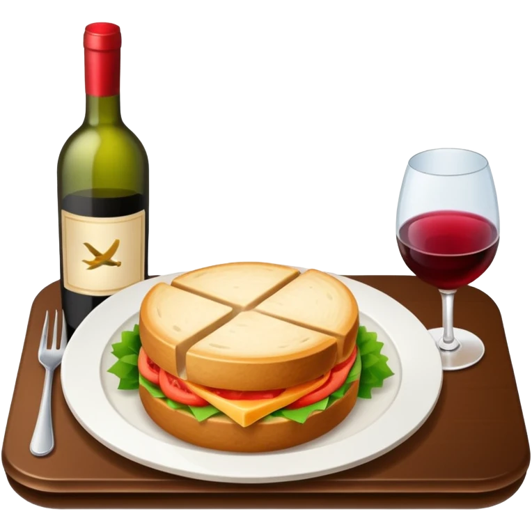 luxury plane food with wine emoji