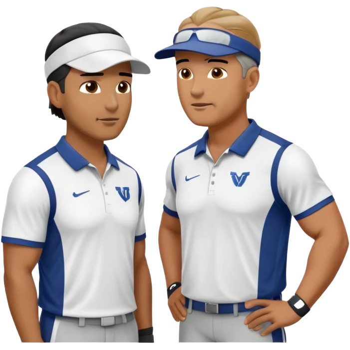 2 football coaches talking wearing visors and athletic clothing emoji