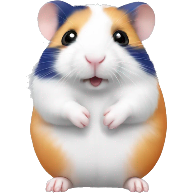 Peach and white Syrian hamster with blueberries in its paws emoji