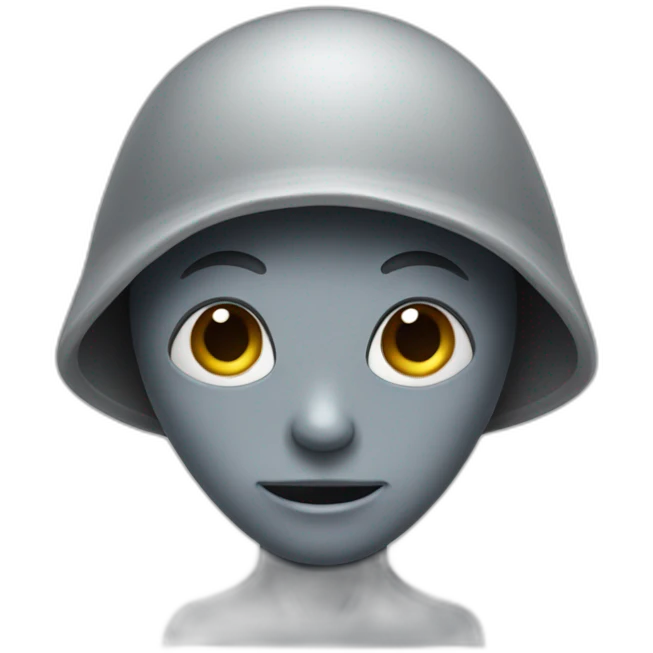 A gray alien with a gray cap and a relaxed face and black eyes emoji