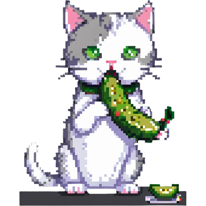 cat eating a pickle emoji