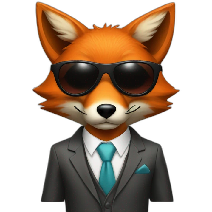 Fox in a suit with sunglasses emoji