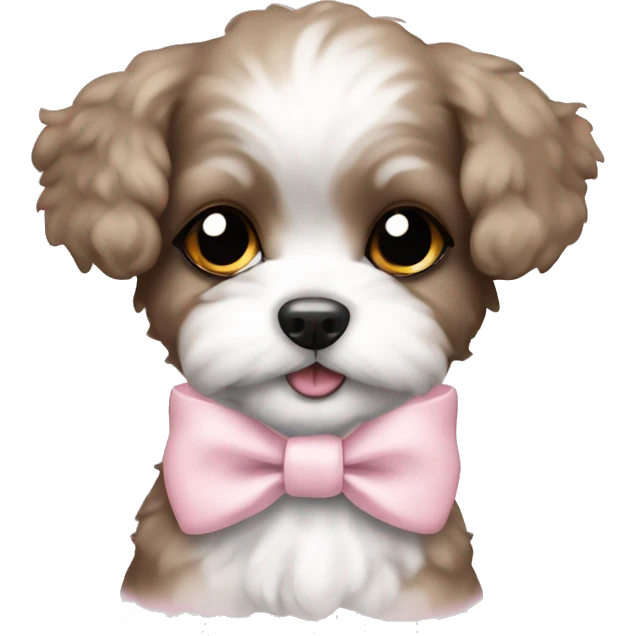 schichon puppy with pale pink bow emoji