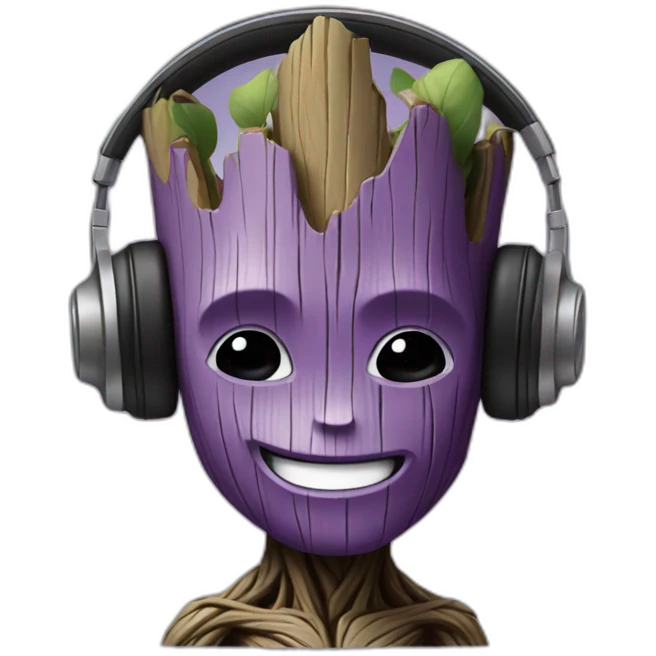 purple groot listening to music emoji