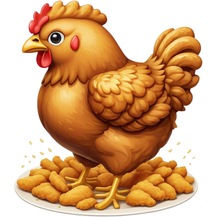 Cinematic crispy fried chicken, golden and crunchy, juicy inside, steaming as it is freshly served, sprinkled with seasoning, rich golden tones, inviting and delicious. emoji