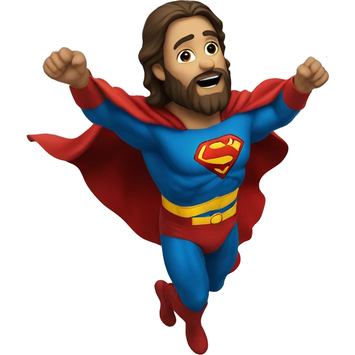 Jesus soaring in superman costume emoji