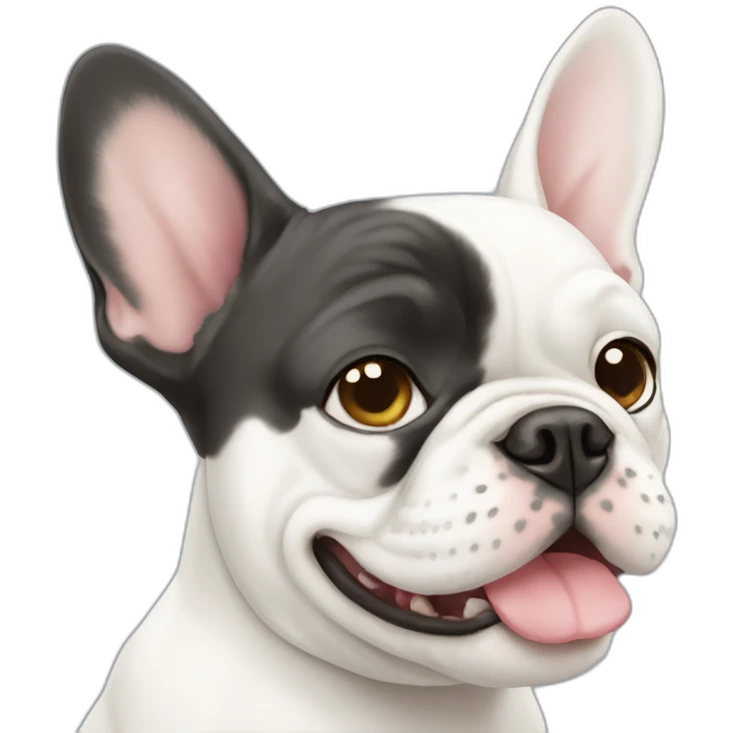 White FRENCH BULLDOg with cat emoji