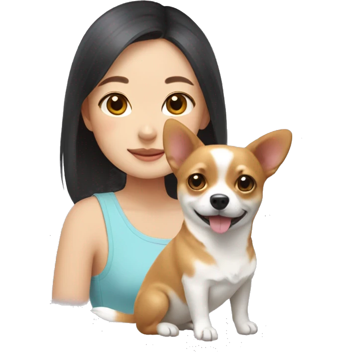 Korean girl with corgi-chihuahua mix  emoji