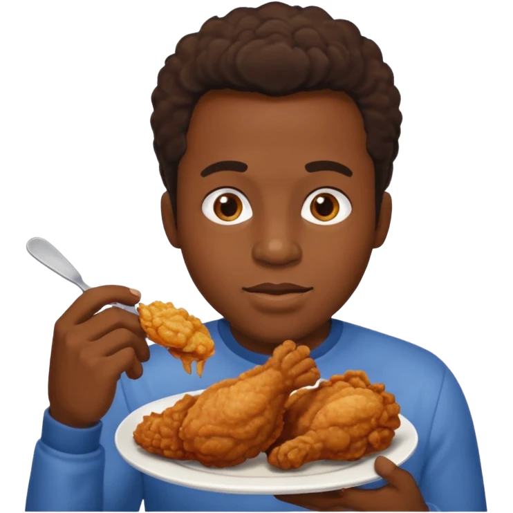 black man eating fried chicken emoji