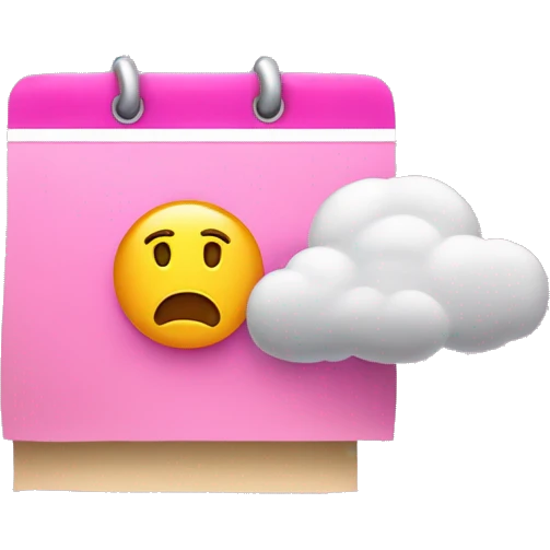 pink calendar that says monday. Thunderstorm over the calendar emoji