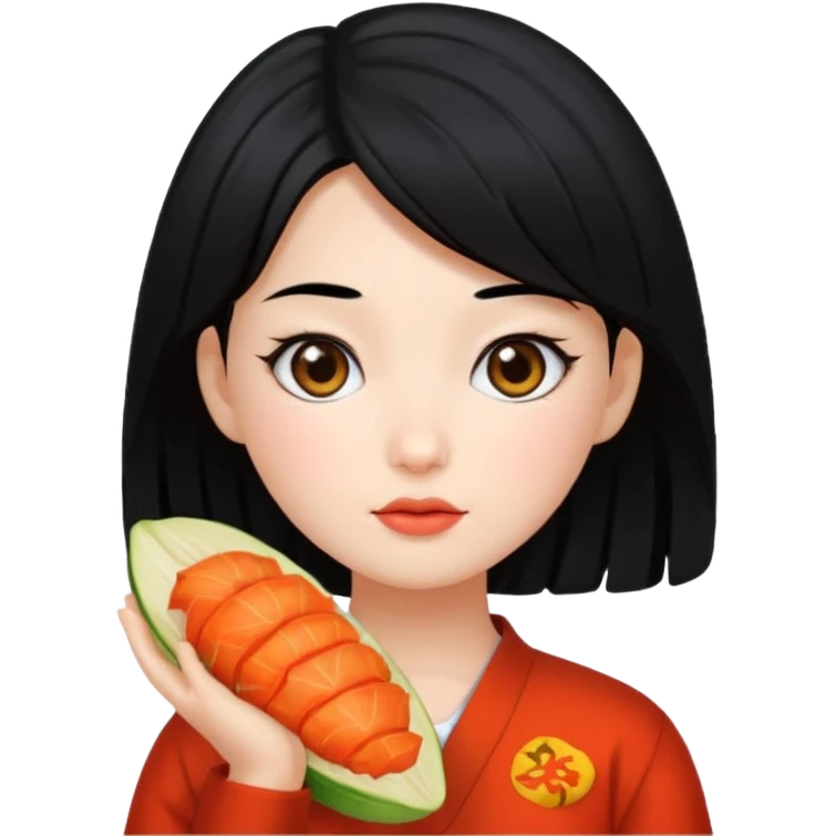 Wearing kimchi girl with black hair emoji